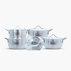 Klassic Aluminium Steel Crescent Series Cooking Pots Set - Premium Cookware for Gas and Electric Stove, Easy to Clean, Durable - Klassic Kitchenware UK