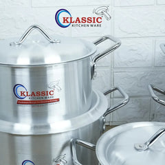 Klassic Aluminium Steel Galaxy Cooking Pots Set - Premium Cookware for Gas and Electric Stove, Easy to Clean, Durable - Klassic Kitchenware UK
