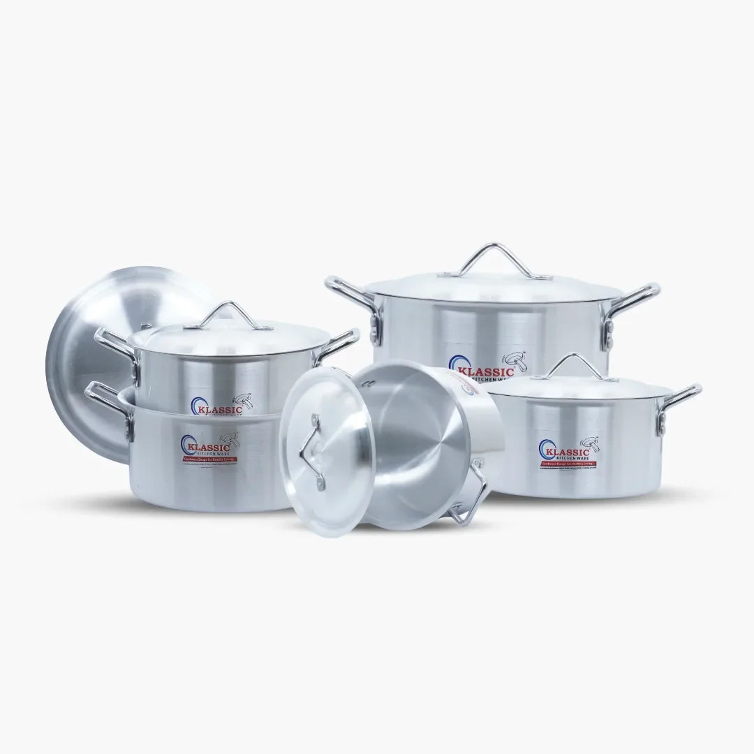Klassic Aluminium Steel Galaxy Cooking Pots Set - Premium Cookware for Gas and Electric Stove, Easy to Clean, Durable - Klassic Kitchenware UK