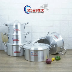 Klassic Aluminium Steel Crescent Series Elegant Cooking Pots Set - Premium Cookware for Gas and Electric Stove, Easy to Clean, Durable - Klassic Kitchenware UK