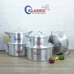 Klassic Aluminium Steel Crescent Series Elegant Cooking Pots Set - Premium Cookware for Gas and Electric Stove, Easy to Clean, Durable - Klassic Kitchenware UK