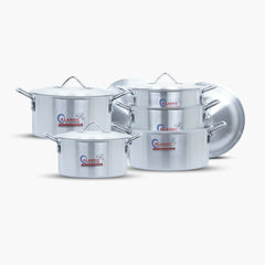 Klassic Aluminium Steel Crescent Series Elegant Cooking Pots Set - Premium Cookware for Gas and Electric Stove, Easy to Clean, Durable - Klassic Kitchenware UK
