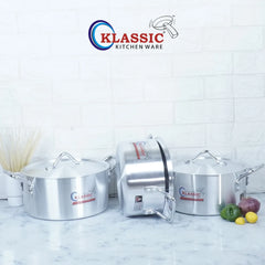 Klassic Aluminium Steel Smart Cooking Pots Set - Premium Cookware for Gas and Electric Stove, Easy to Clean, Durable - Klassic Kitchenware UK