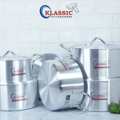 Klassic Aluminium Steel Smart Cooking Pots Set - Premium Cookware for Gas and Electric Stove, Easy to Clean, Durable - Klassic Kitchenware UK