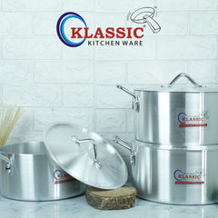 Klassic Aluminium Steel Smart Cooking Pots Set - Premium Cookware for Gas and Electric Stove, Easy to Clean, Durable - Klassic Kitchenware UK