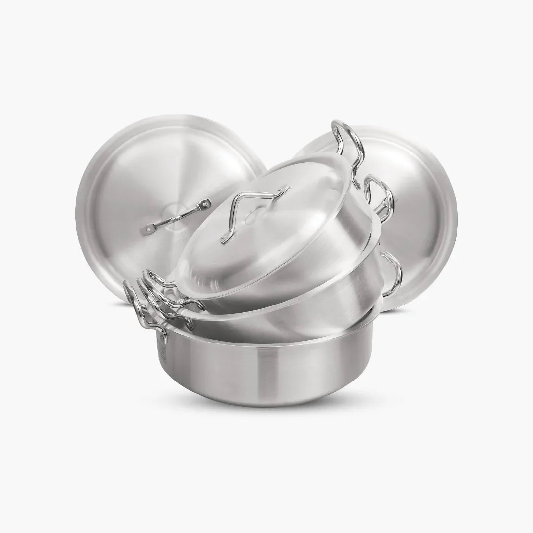 Klassic Aluminium Steel Flat Woks Set - Premium Cookware for Gas and Electric Stove - Easy to Clean - Klassic Kitchenware UK