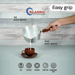 Klassic Aluminium Steel Milk Pan with Wooden Handle - Durable and Stylish - Klassic Kitchenware UK