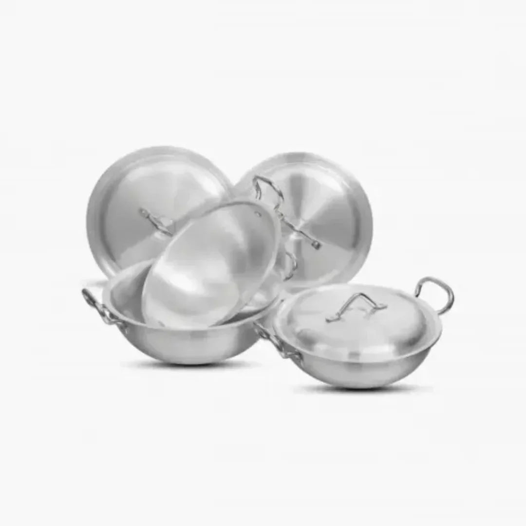 Klassic Aluminium Steel Round Woks Set - Premium Cookware for Gas and Electric Stove - Easy to Clean - Klassic Kitchenware UK