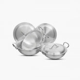 Klassic Aluminium Steel Round Woks Set - Premium Cookware for Gas and Electric Stove - Easy to Clean - Klassic Kitchenware UK