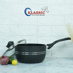 Klassic Nonstick Sauce Pan - Suitable for All Stoves - Durable and Long Lastin Non Stick Coating | Dishwasher Safe | Stay Cool Long bakelite Handle - Klassic Kitchenware UK