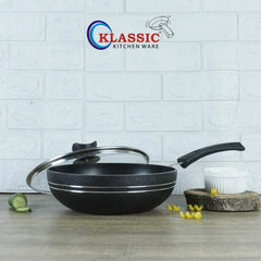 Klassic Induction Base Wok Pan Long Side Handle - Versatile Non-Stick deep Wok Cookware for Flawless Stir-Frying | Heat-Resistant Handle | Easy to Clean - Klassic Kitchenware UK